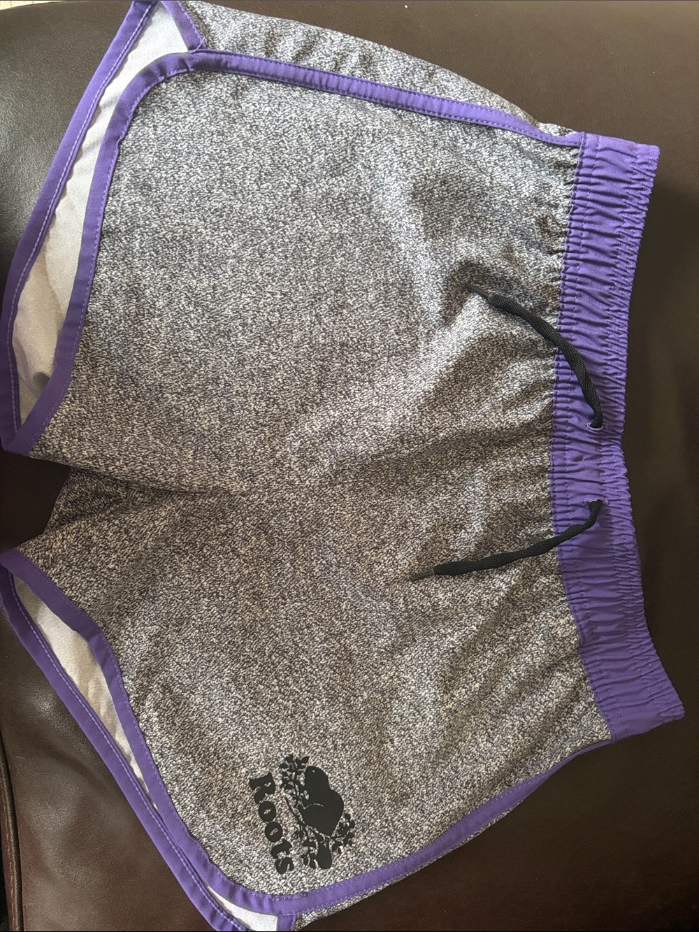 Roots Girls Gray Shorts with Purple Trim